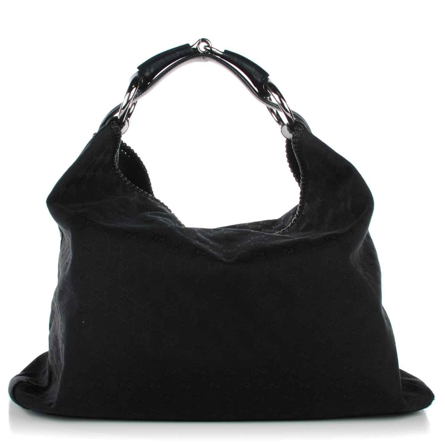 Gucci Monogram Large Horsebit Chain Hobo Black 1 of 14
