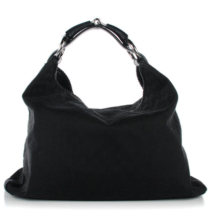 Gucci Monogram Large Horsebit Chain Hobo Black 1 of 14