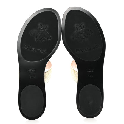 Gucci Nappa Silk Galassia GG Marmont Thong Flat Sandals 41.5 Platino 5 of 8