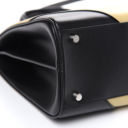 Gucci Smooth Calfskin Diagonal Striped Medium Zumi Top Handle Bag Black Beige 7 of 10