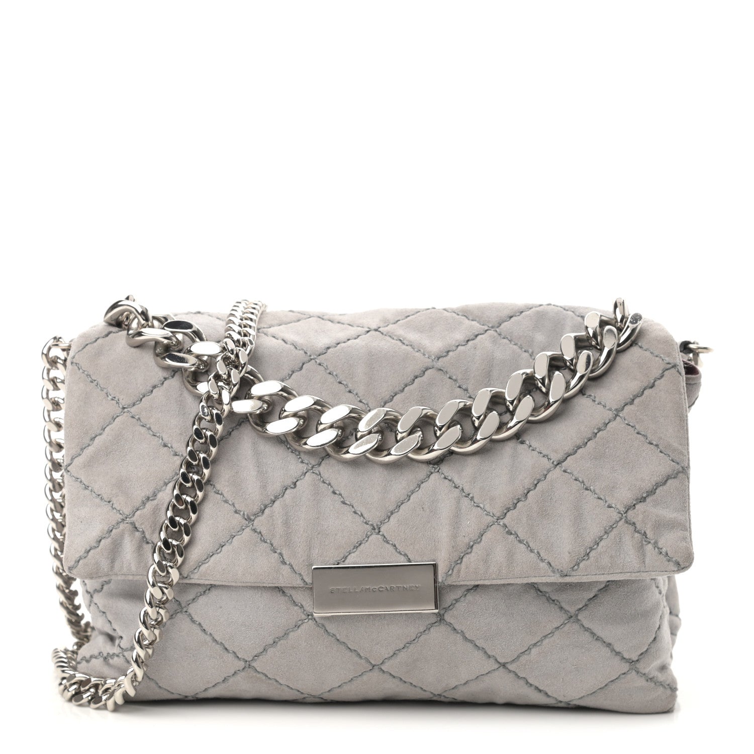 Stella McCartney Shaggy Deer Quilted Small Beckett Chain Shoulder Bag Grey 1 of 13