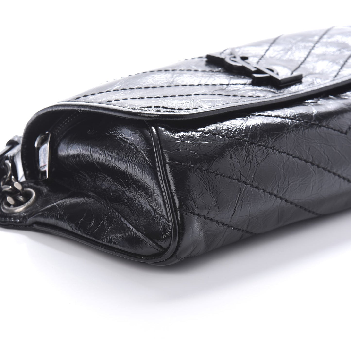 Crinkled Calfskin Matelasse Monogram Niki Body Bag Black