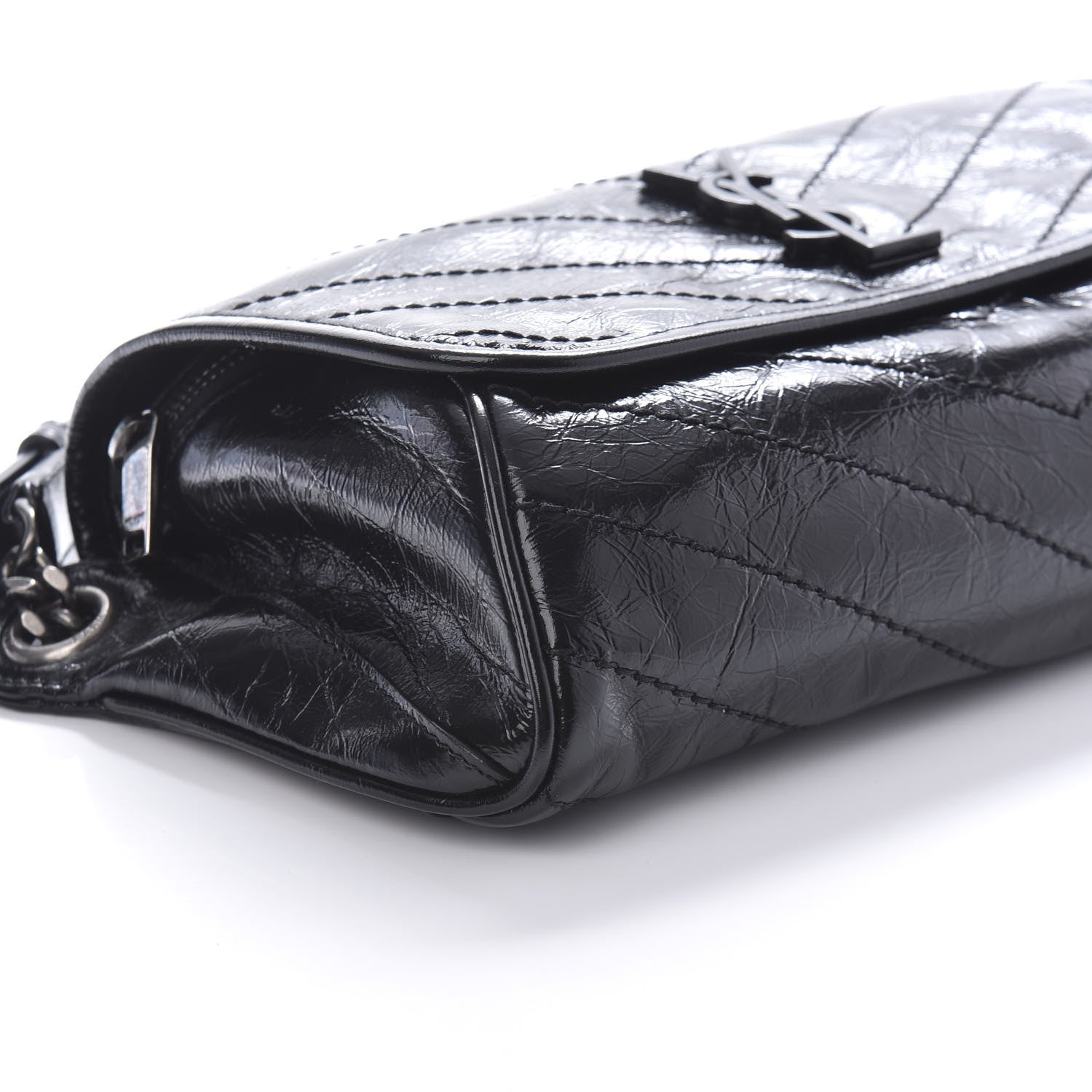 Saint Laurent Crinkled Calfskin Matelasse Monogram Niki Body Bag Black 7 of 10