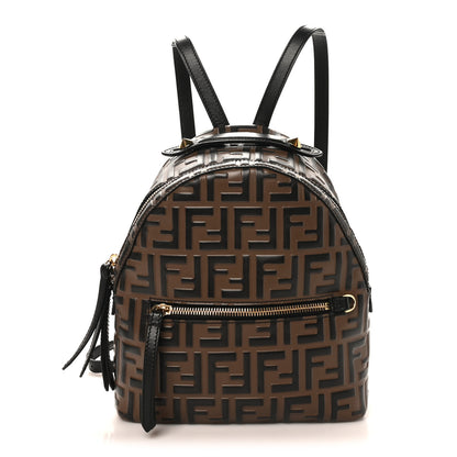Fendi Vitello Bi-Color FF 1974 Embossed Mini Backpack Maya Black 1 of 11