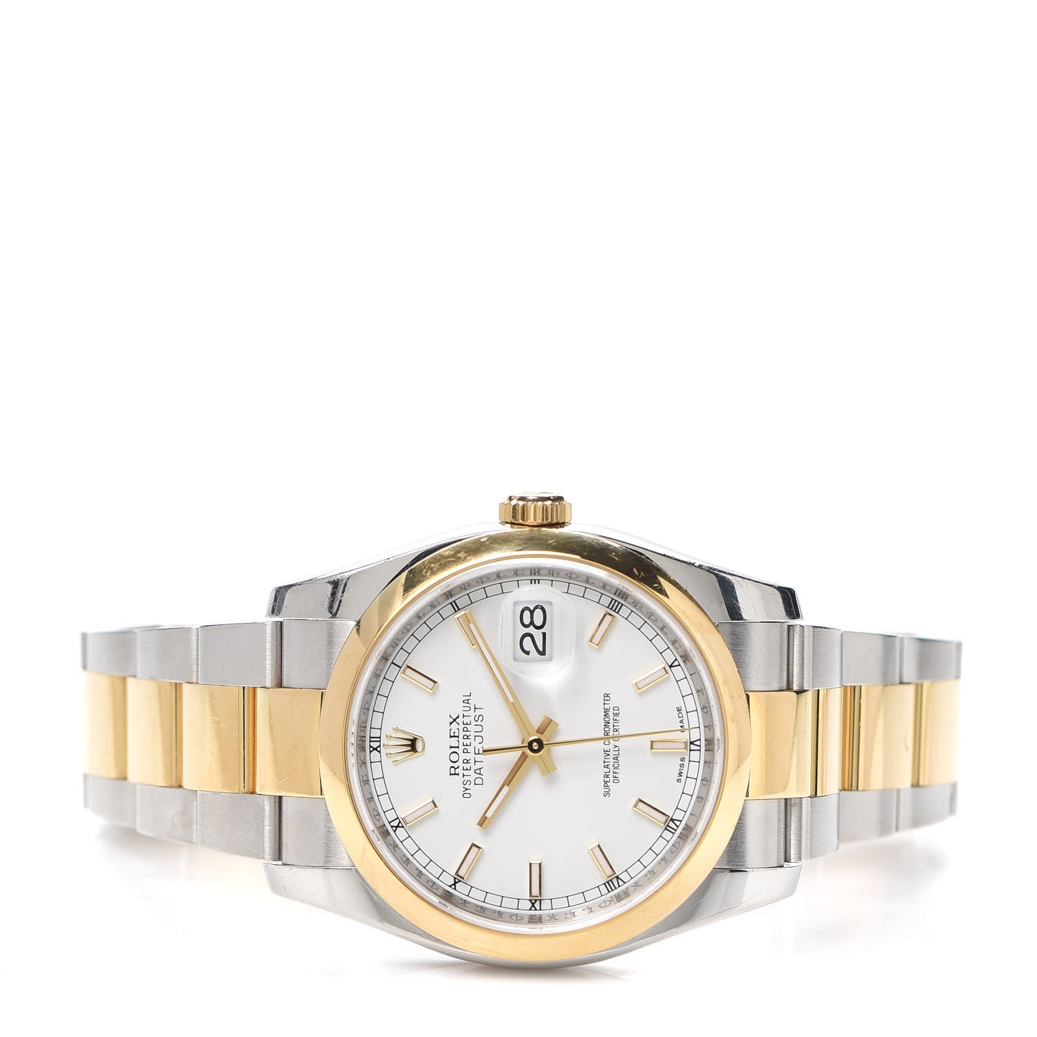 Rolex Stainless Steel 18K Yellow Gold 36mm Oyster Perpetual Datejust Watch White 116203 2 of 6