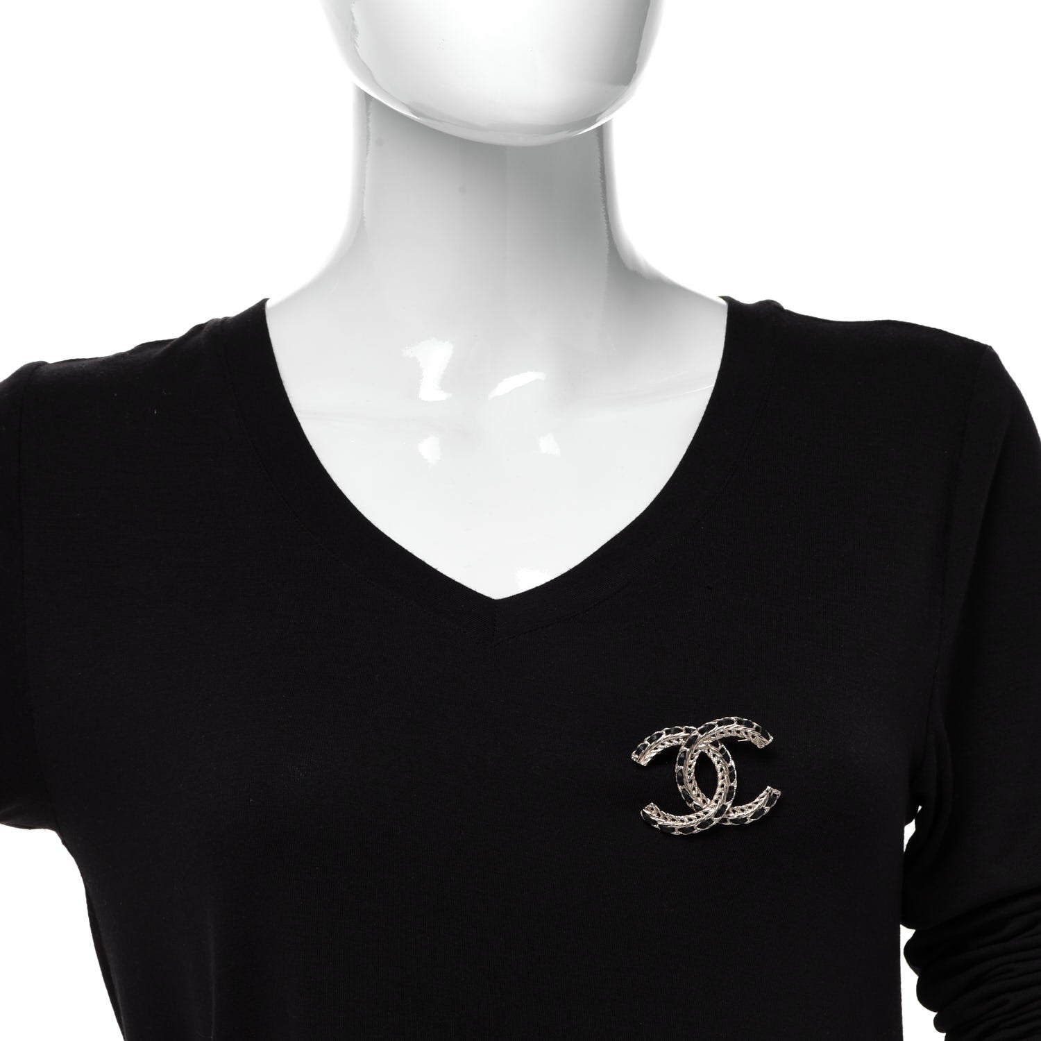 Chanel Lambskin Chain CC Brooch Black Gold 2 of 5
