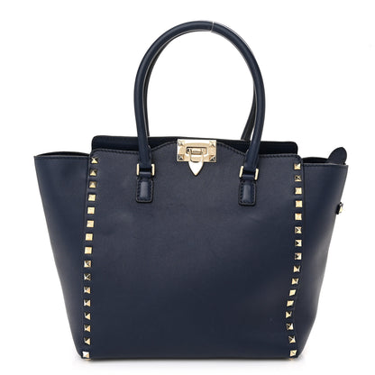 Valentino Garavani Vitello Rockstud Double Handle Tote Marine 1 of 13