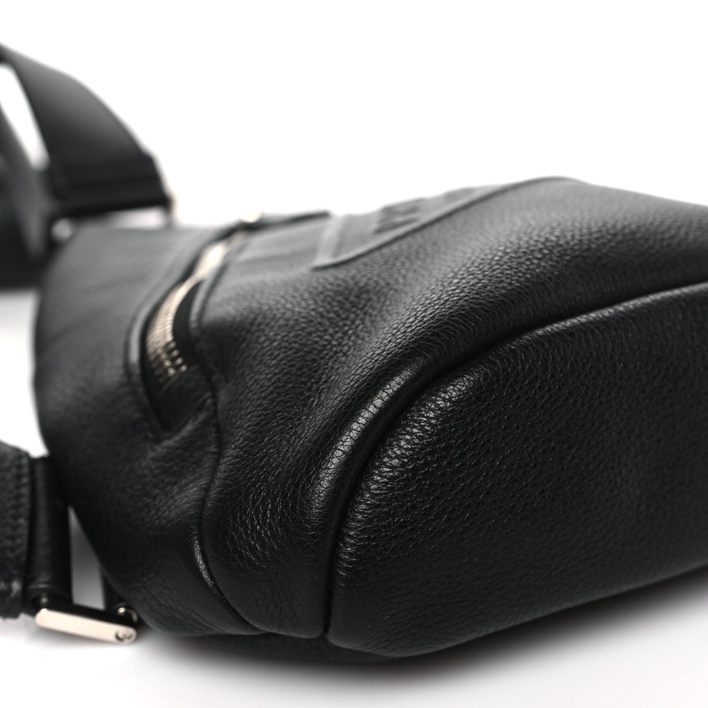 Vitello Daino Logo Embossed Cross Sling Backpack Black