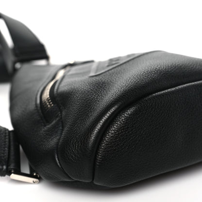 Prada Vitello Daino Logo Embossed Cross Sling Backpack Black 8 of 9
