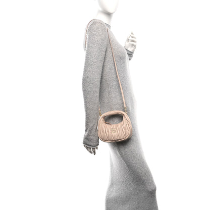 Miu Miu Velluto Froisse Matelasse Mini Wander Hobo Granito Cipria 2 of 9