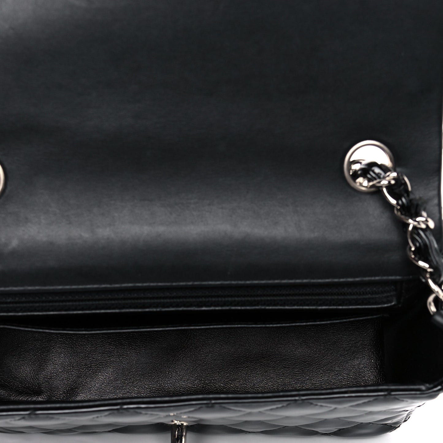 Patent Calfskin Quilted Mini Rectangular Flap Black