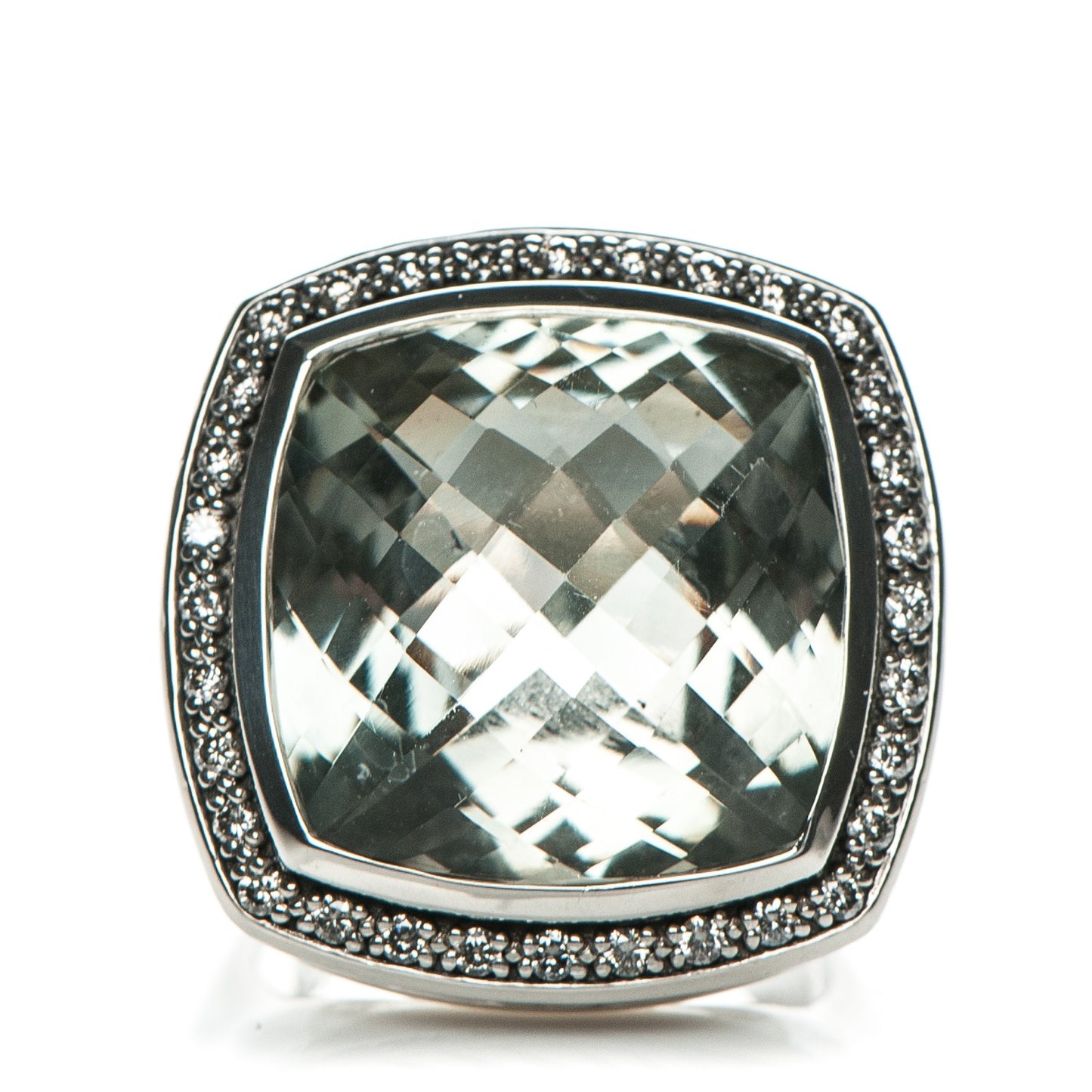 Sterling Silver Diamond Prasiolite 17mm Albion Ring 52 6