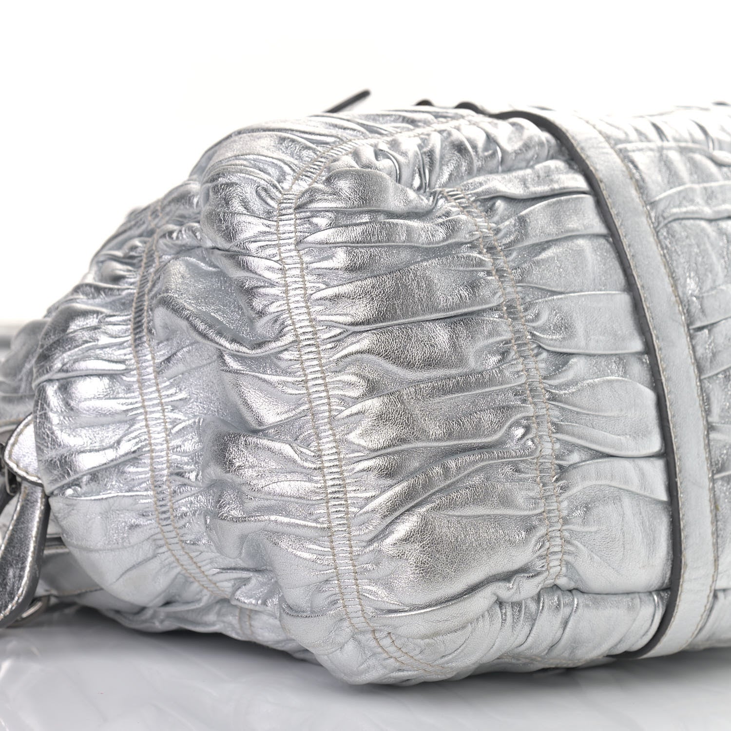 Prada Nappa Gaufre Dome Satchel Silver 7 of 11