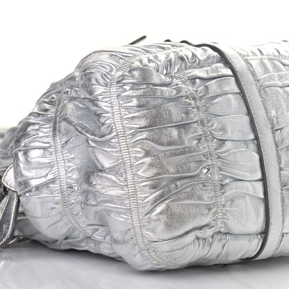 Prada Nappa Gaufre Dome Satchel Silver 7 of 11
