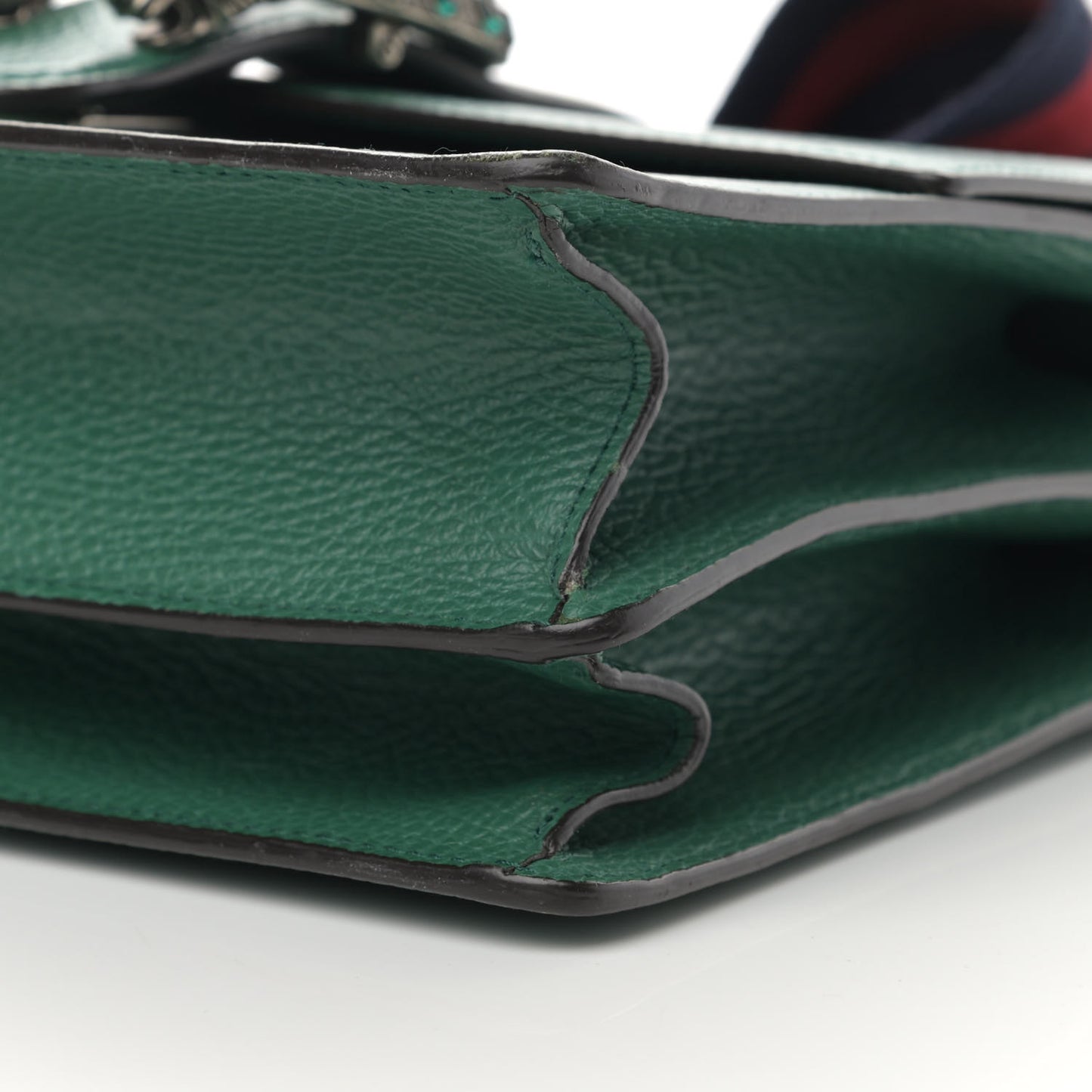 Dollar Calfskin Crystal Web Medium Dionysus Bamboo Top Handle Bag Emerald