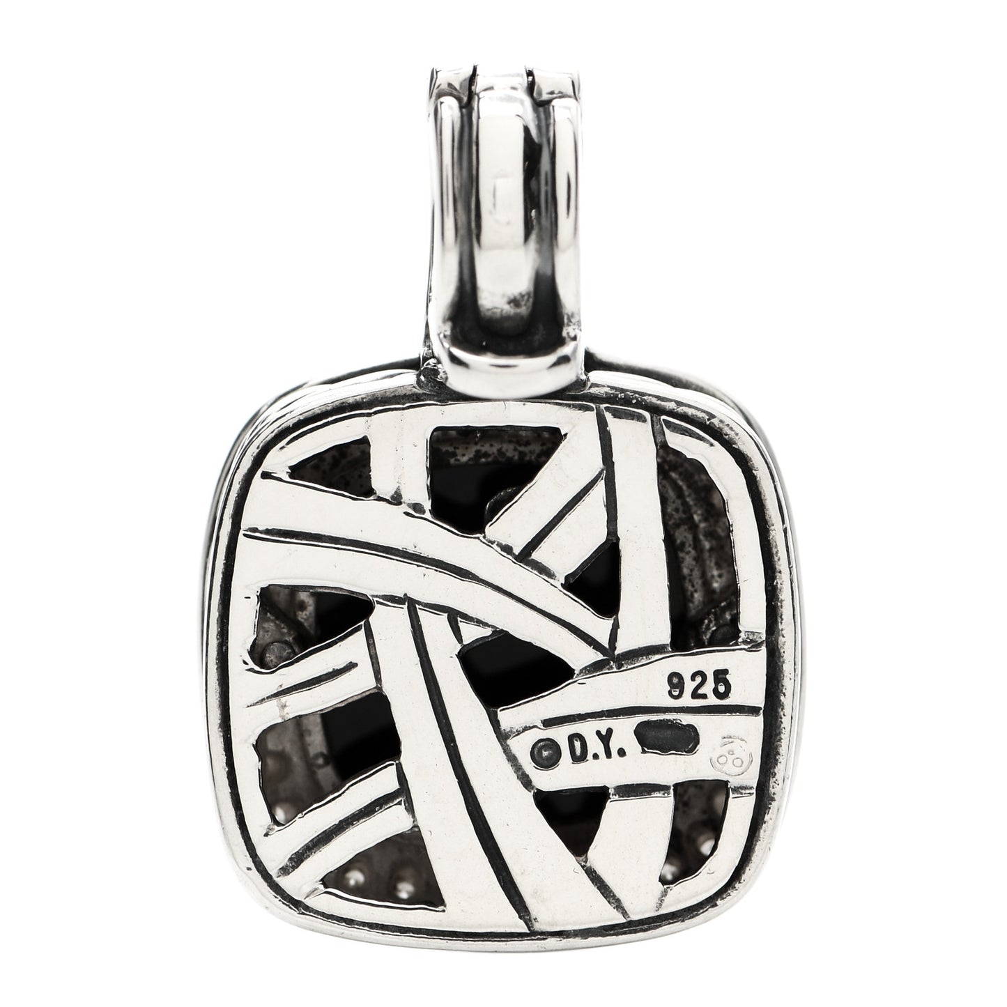 Sterling Silver Diamond Black Onyx 11mm Albion Enhancer Pendant