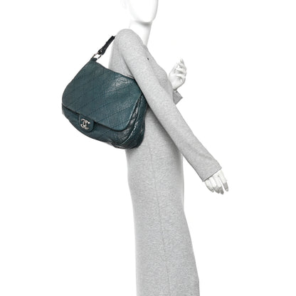 Chanel Glazed Calfskin Stitched XL On The Road Flap Blue 2 of 10