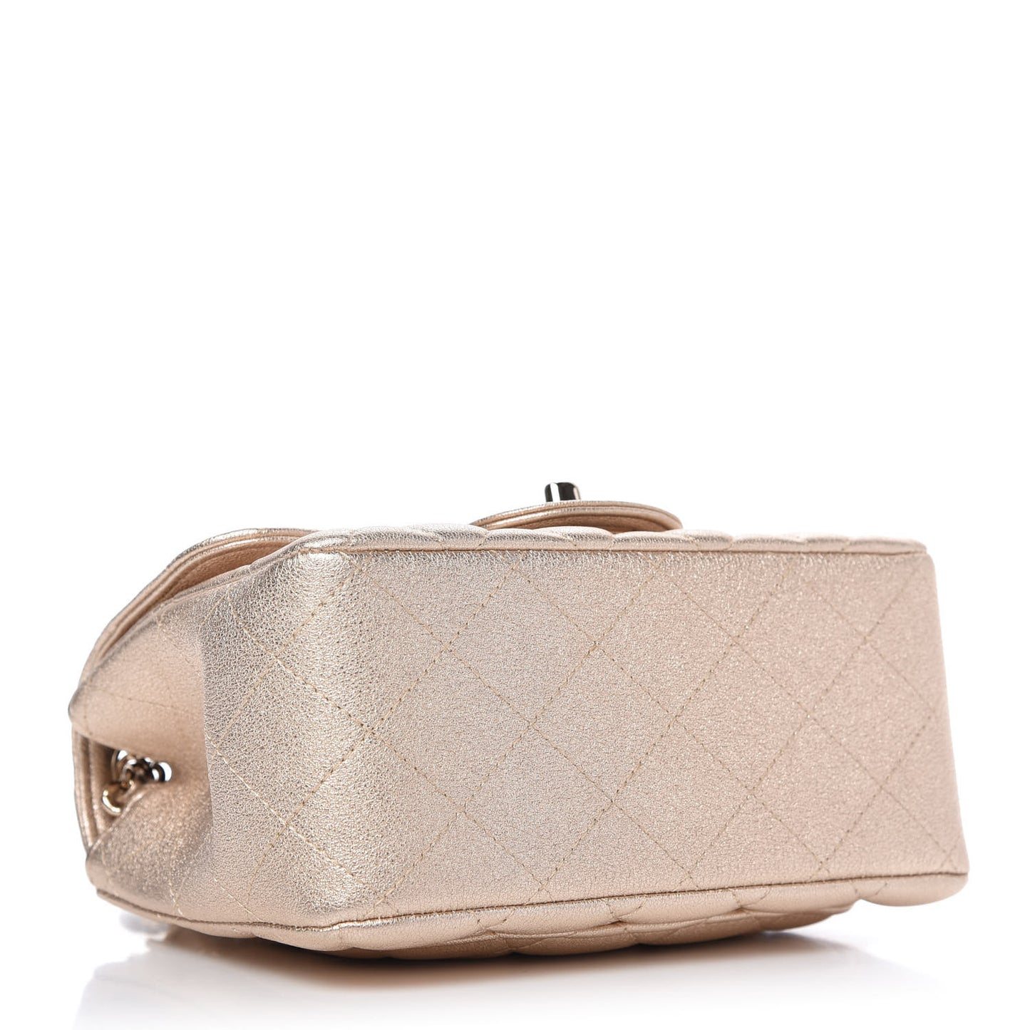 Metallic Lambskin Quilted Mini Square Flap Gold