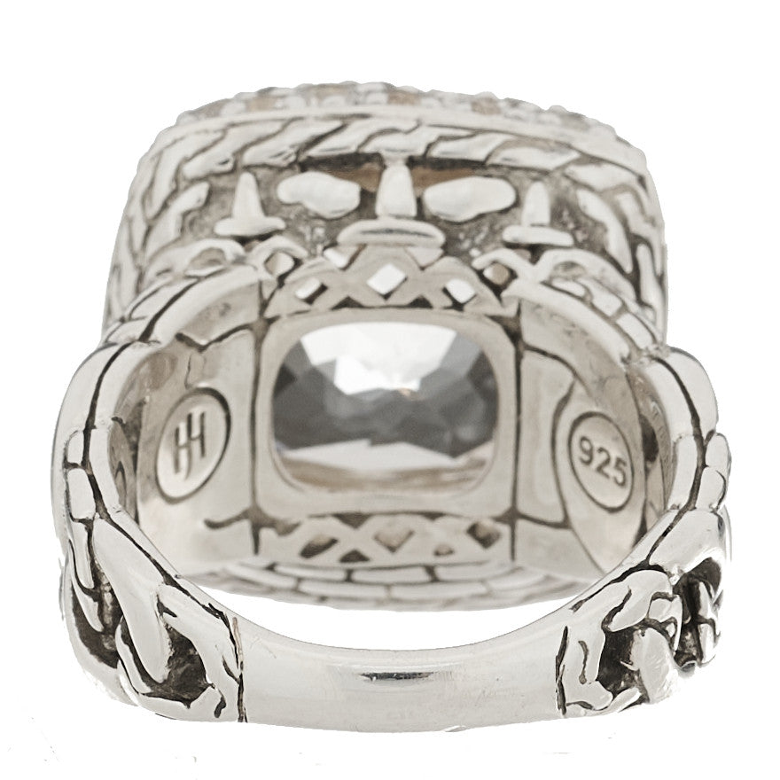 Sterling Silver White Topaz Batu Classic Square Ring 55 7.25