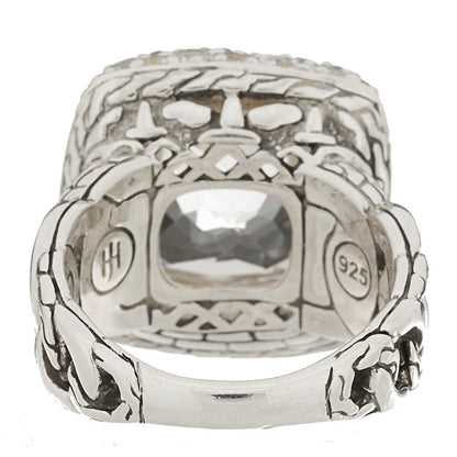 John Hardy Sterling Silver White Topaz Batu Classic Square Ring 55 7.25 4 of 6