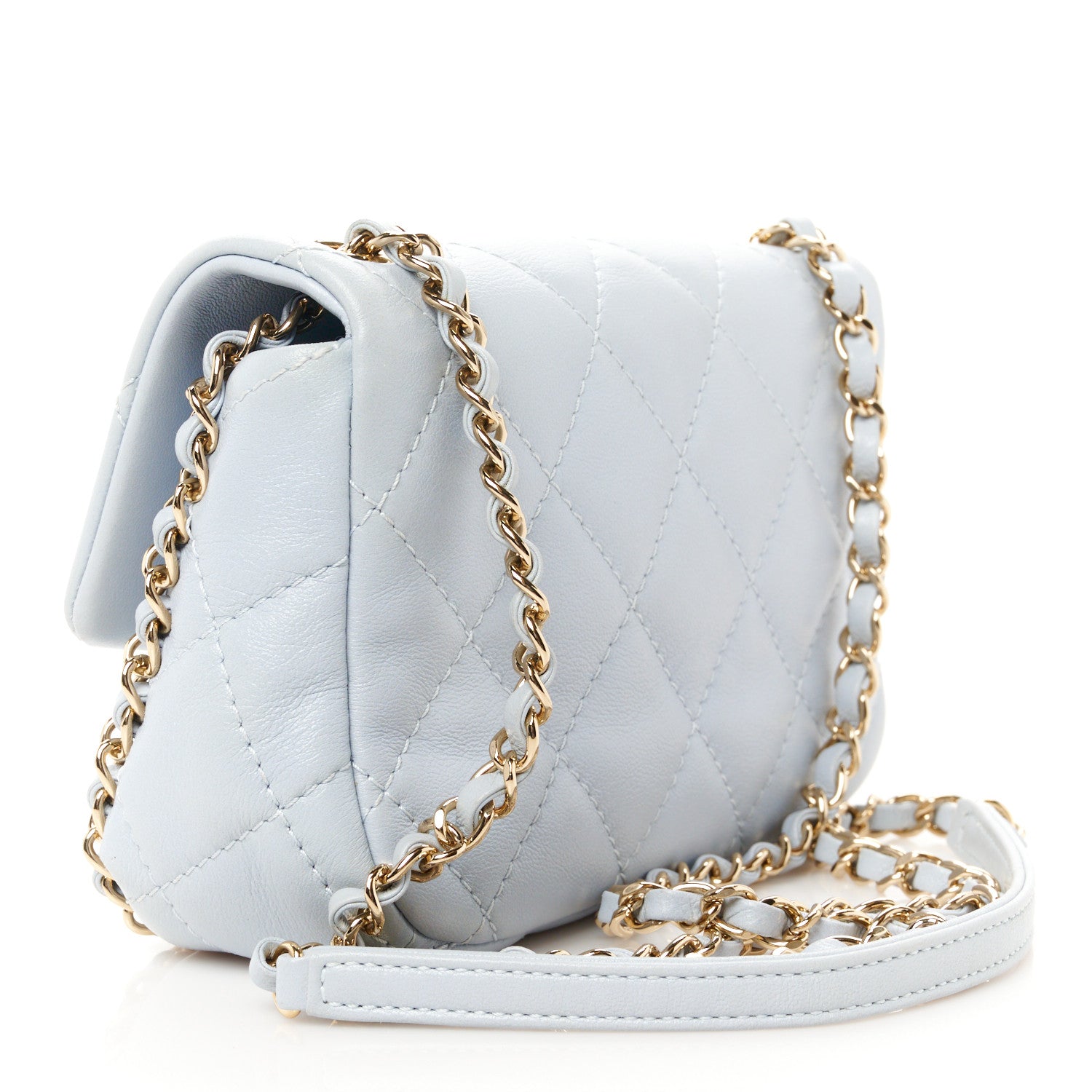 Chanel Lambskin Quilted Chain Around Flap Light Grey 3 of 11