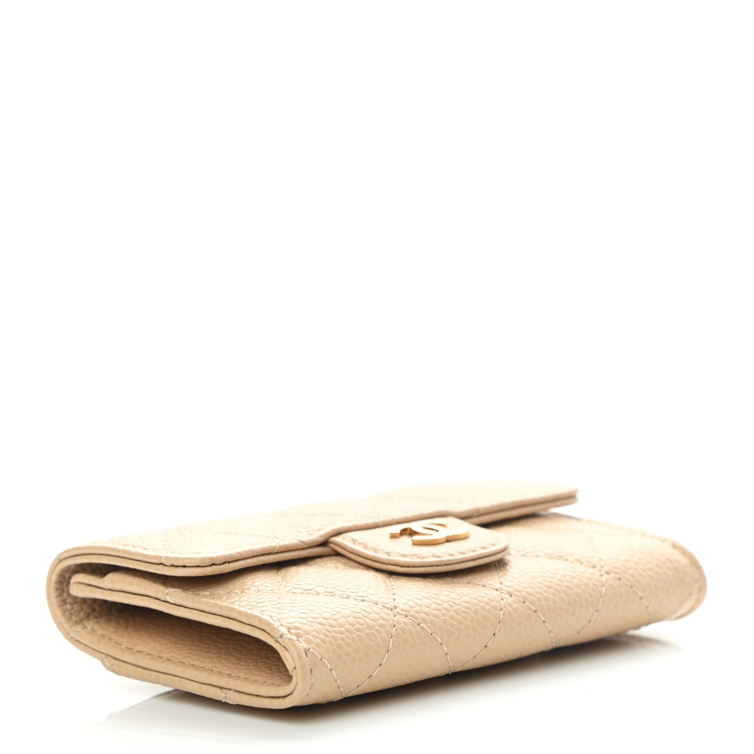 Chanel Caviar Quilted Flap Card Holder Wallet Beige 4 of 8