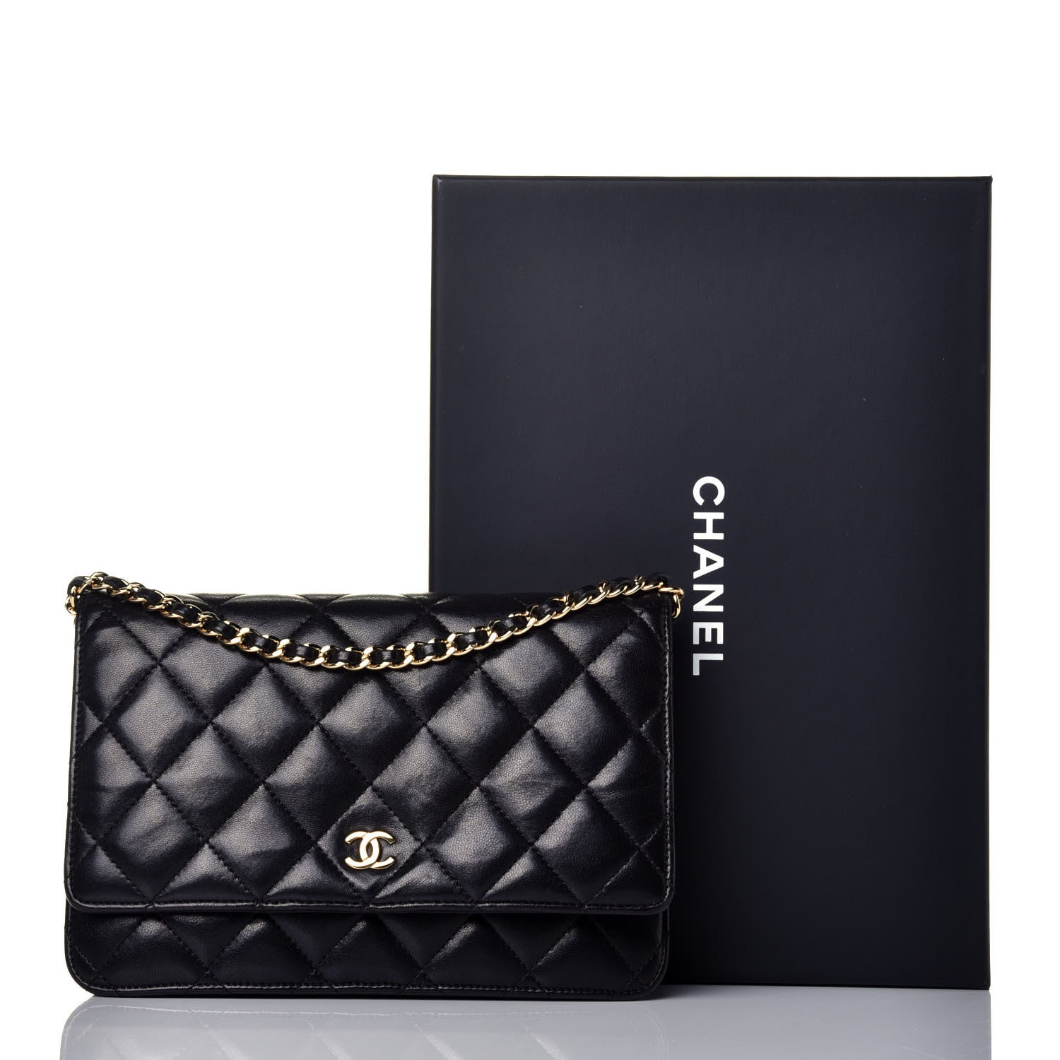 Chanel Lambskin Quilted Wallet On Chain WOC Black 9 of 9