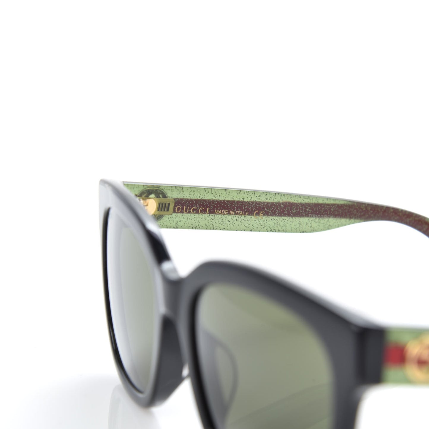 Acetate Square Frame Web Glitter Sunglasses GG0034S Black Green