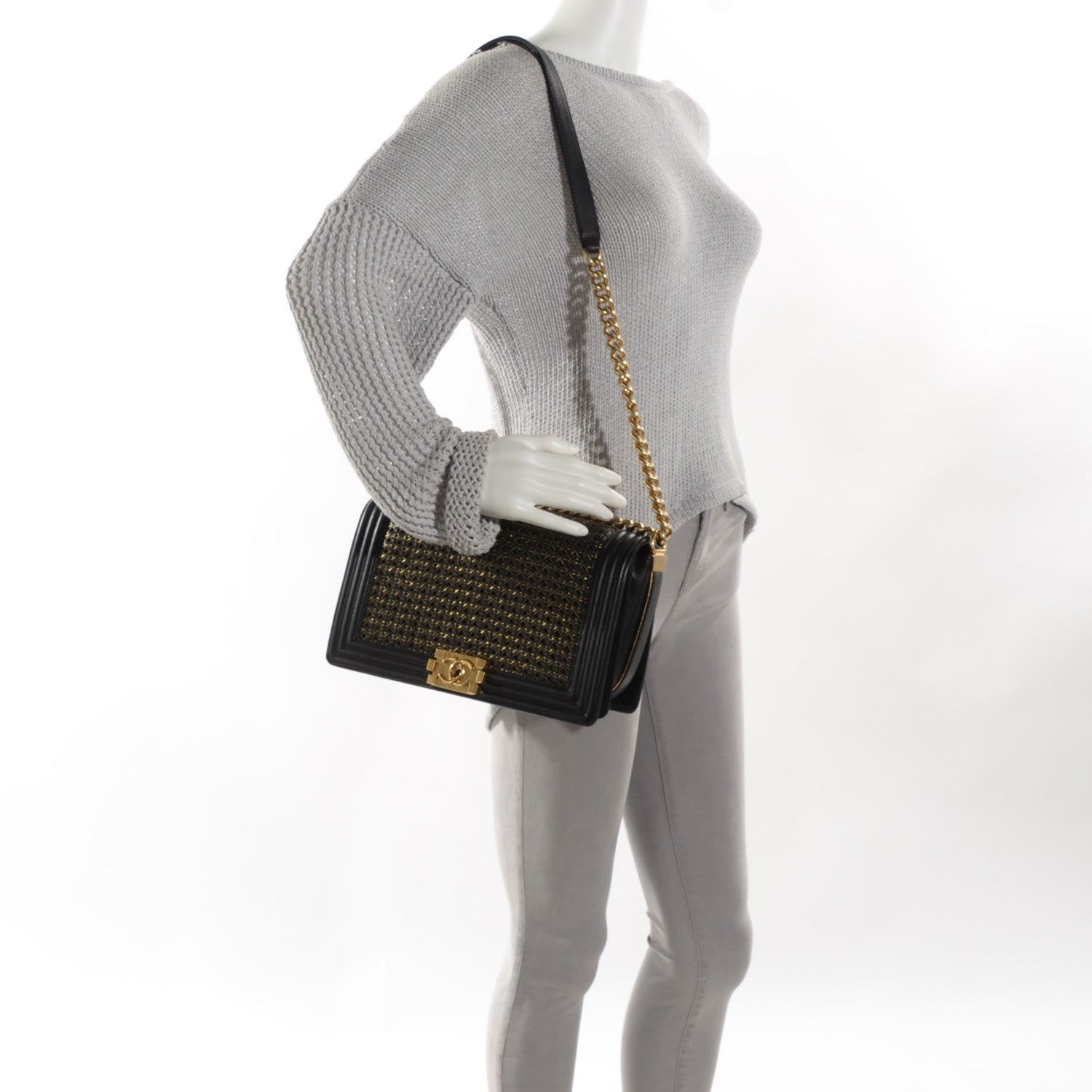 Chanel Braided Sheepskin Large Boy Reverso Flap Black 2 of 8