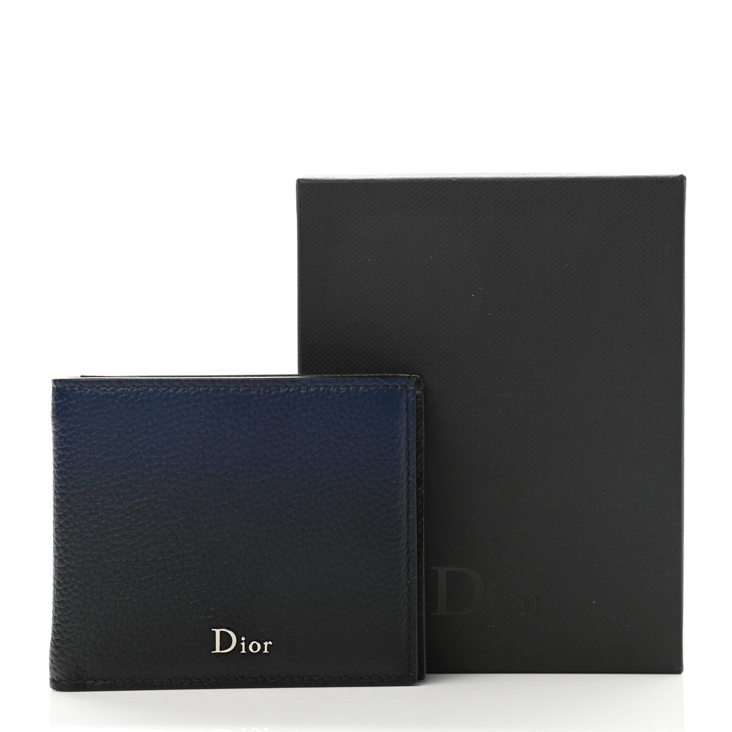 Grained Calfskin Wallet Blue Black
