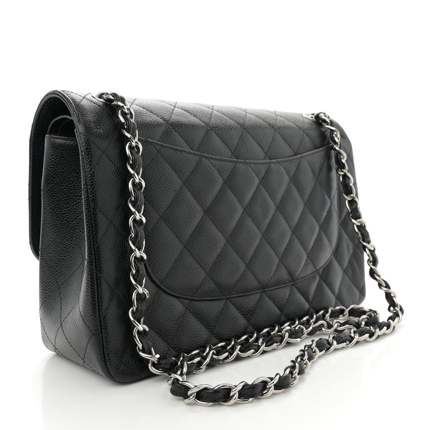 Caviar Quilted Jumbo Double Flap Black