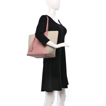 Louis Vuitton Calfskin Perforated Lockme Cabas Rose Poudre Creme 2 of 10