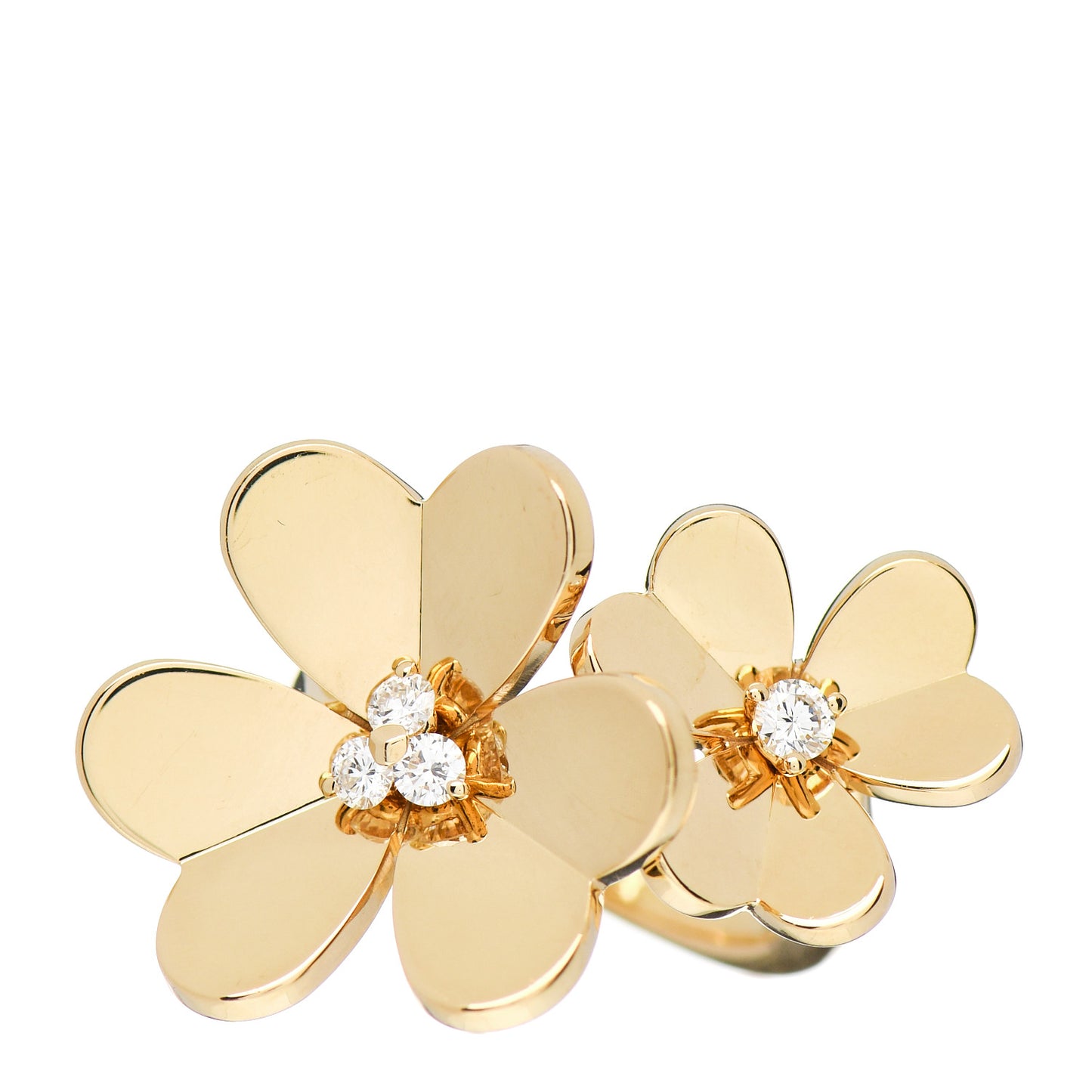 18K Yellow Gold Diamond Frivole Between The Finger Ring 51 5.75