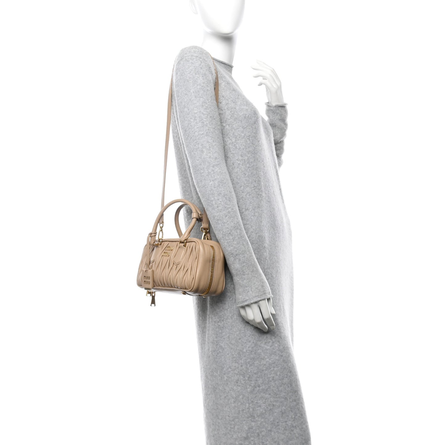 Nappa Matelasse Large Arcadie Top Handle Bag Sabbia