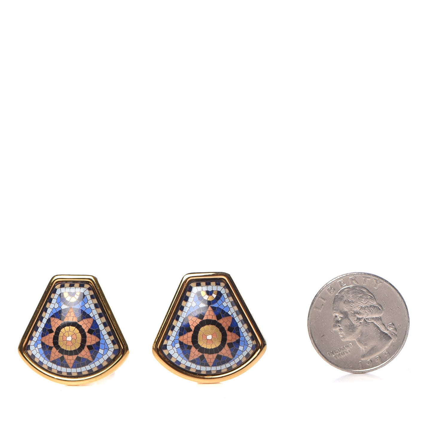Printed Enamel Clip On Earrings