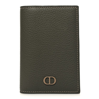 Christian Dior Grained Calfskin Icon Vertical Bifold Card Holder Grey 1 of 7