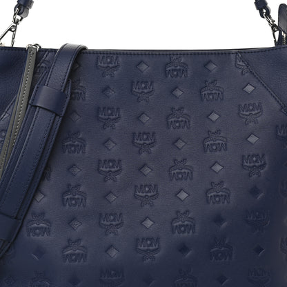 MCM Calfskin Ottomar Monogram Medium Klara Hobo Navy Blue 7 of 7