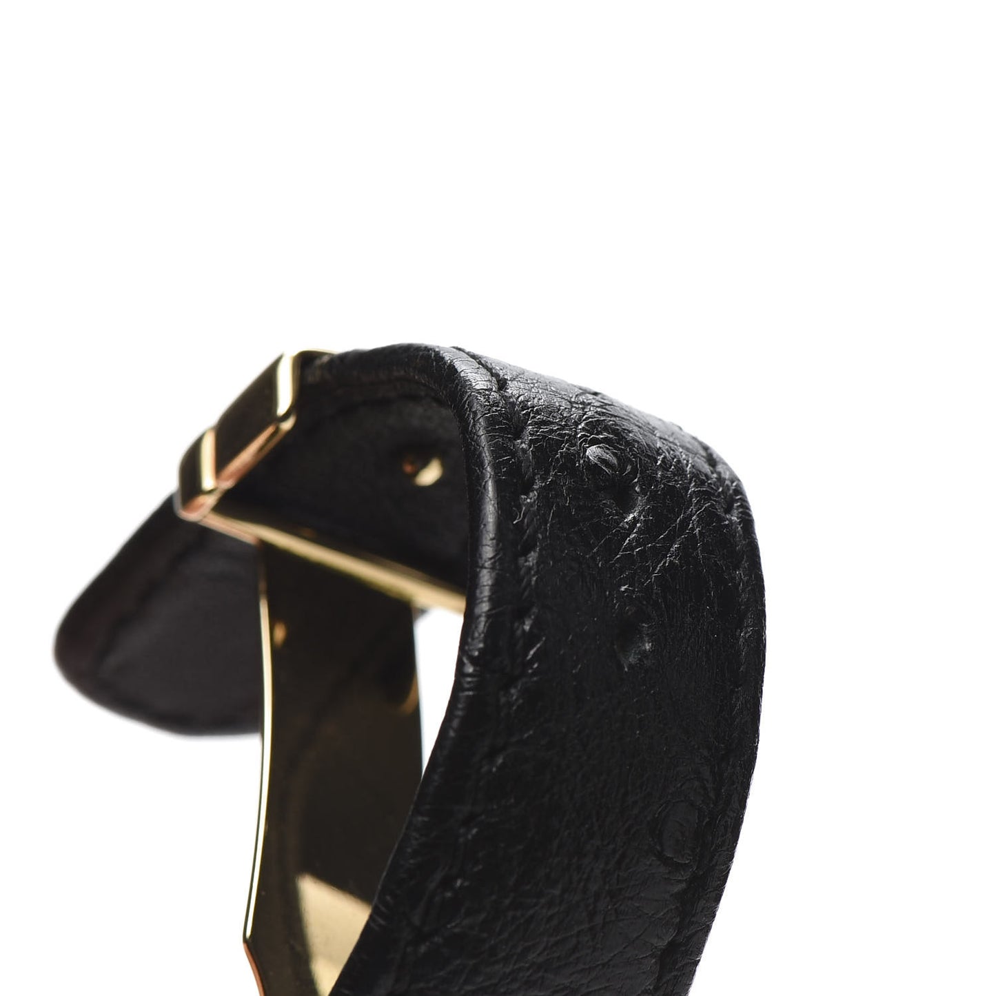 18K Yellow Gold Ostrich 33mm Cellini Quartz Watch Black 6622