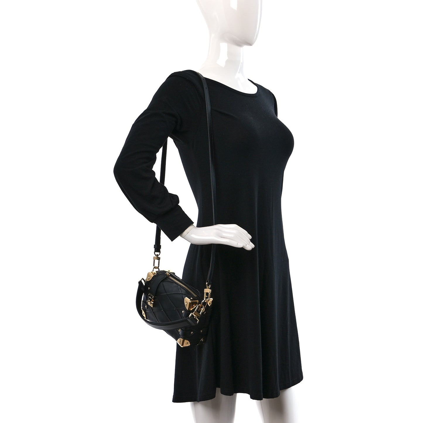 Lambskin Malletage Side Trunk PM Black