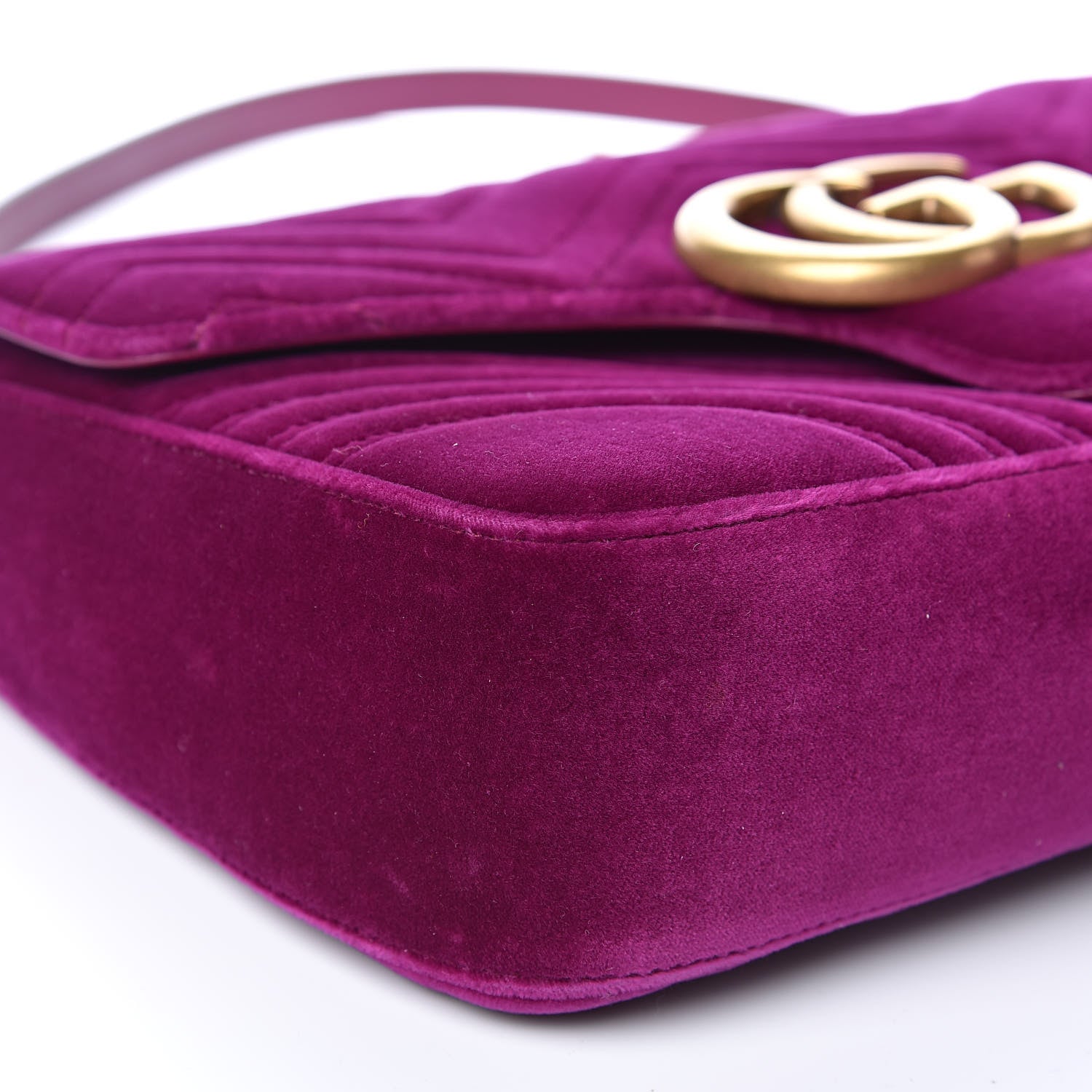 Gucci Velvet Matelasse Medium GG Marmont Shoulder Bag Fuchsia Violet Cyclamen 8 of 13