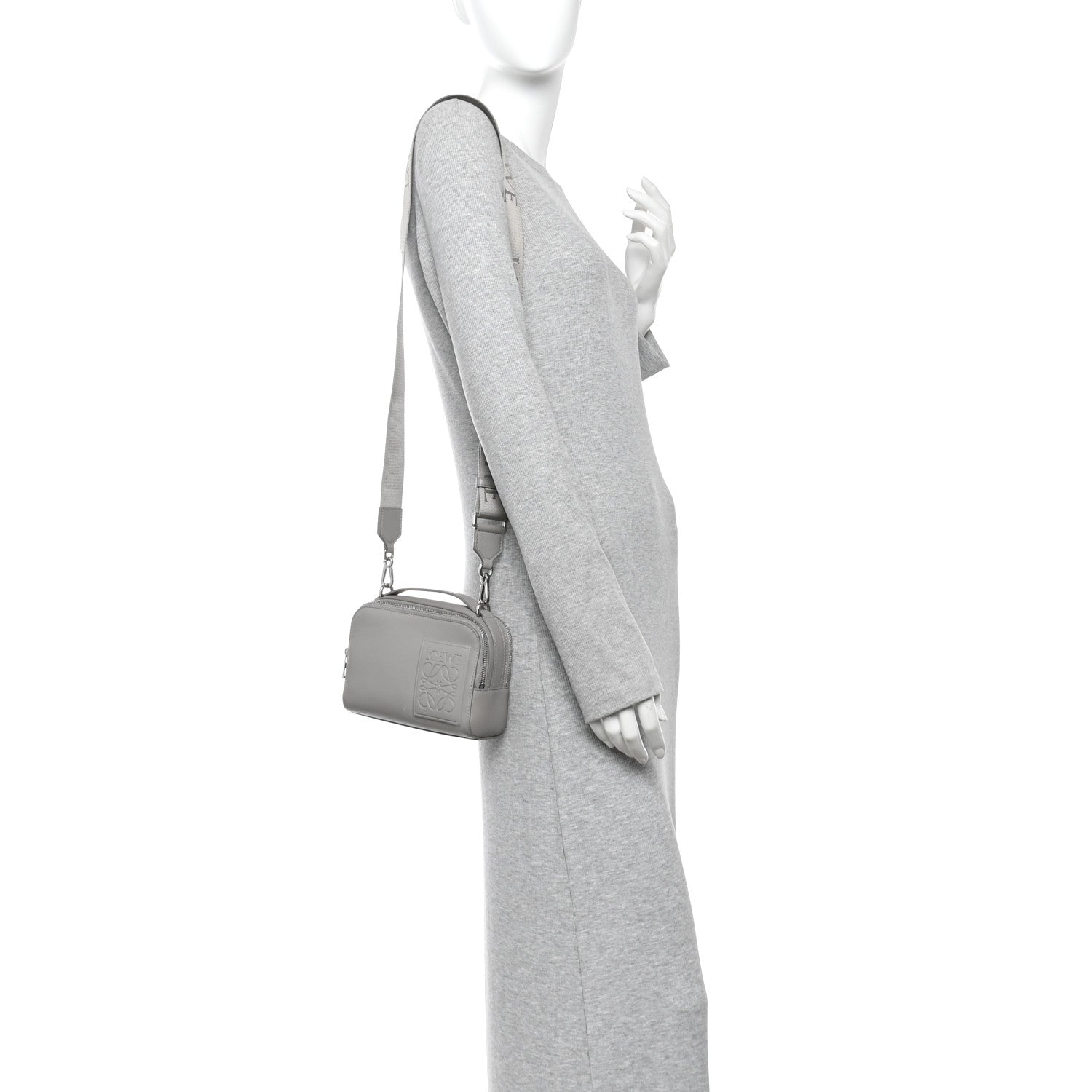 Loewe Satin Calfskin Mini Camera Bag Shell Grey 2 of 11