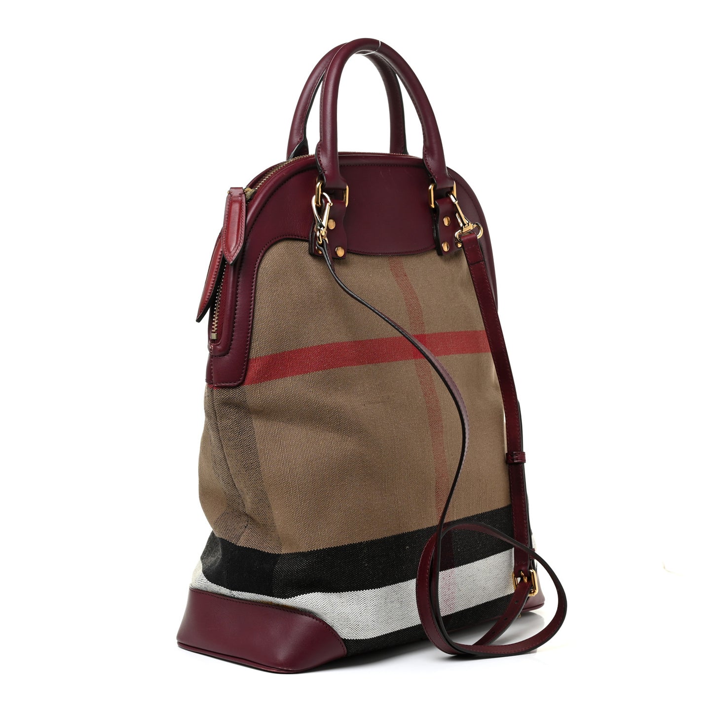 Canvas Mega Check Calfskin Medium Bloomsbury Saddle Burgundy