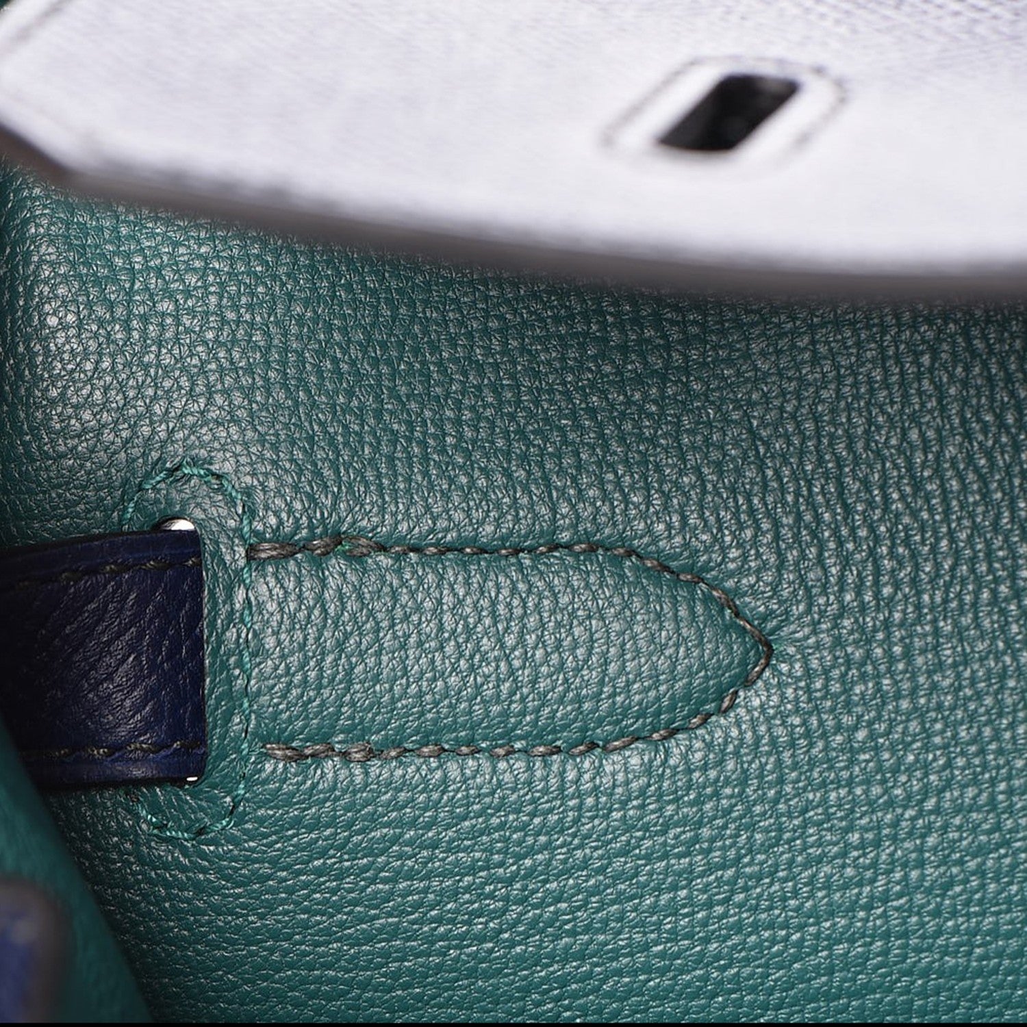 Hermes Epsom Horseshoe Birkin 40 Bleu Saphir Malachite 9 of 32