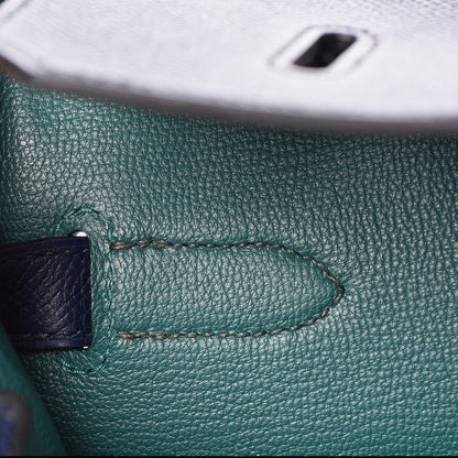 Hermes Epsom Horseshoe Birkin 40 Bleu Saphir Malachite 9 of 32