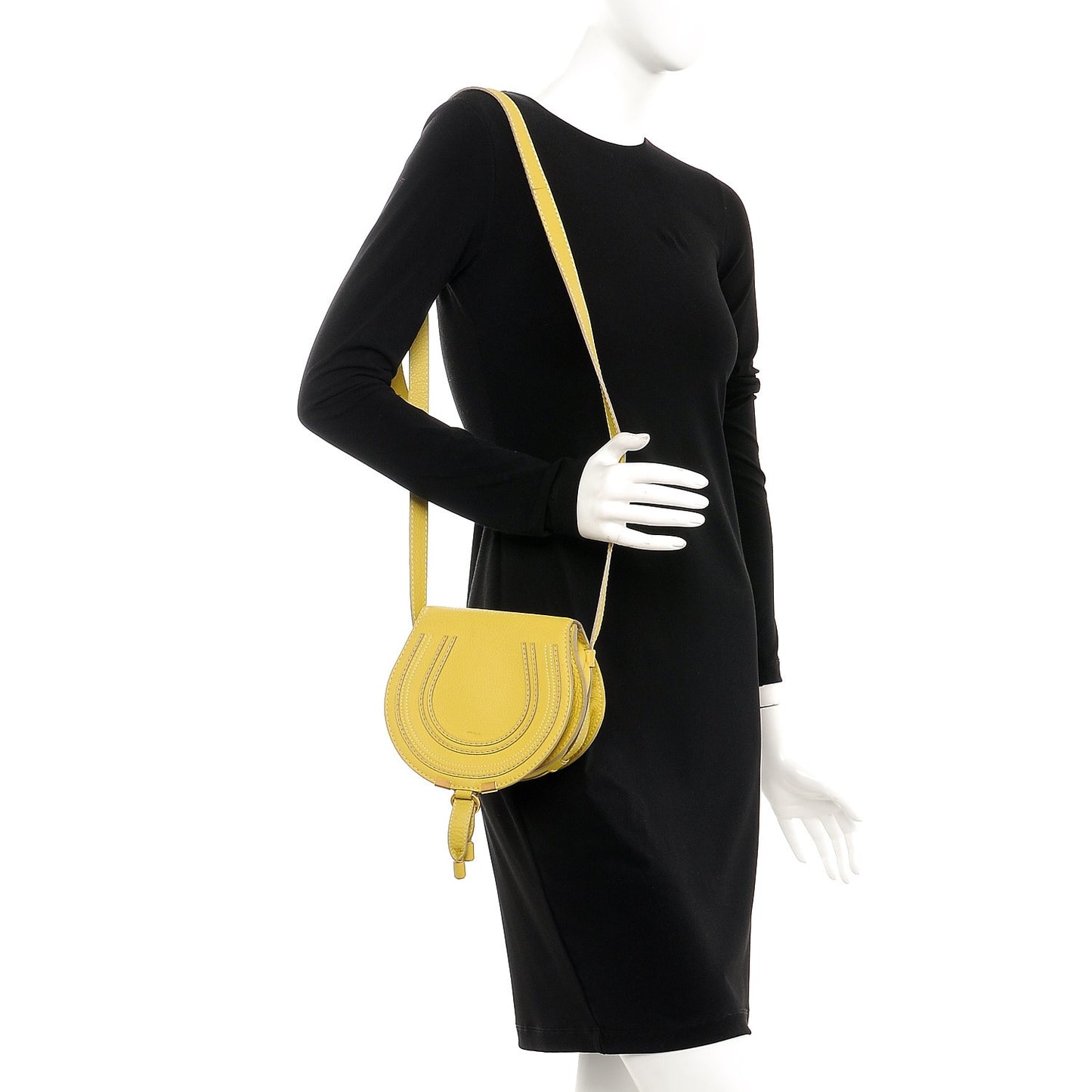 Calfskin Mini Marcie Round Crossbody Bag Neon Yellow