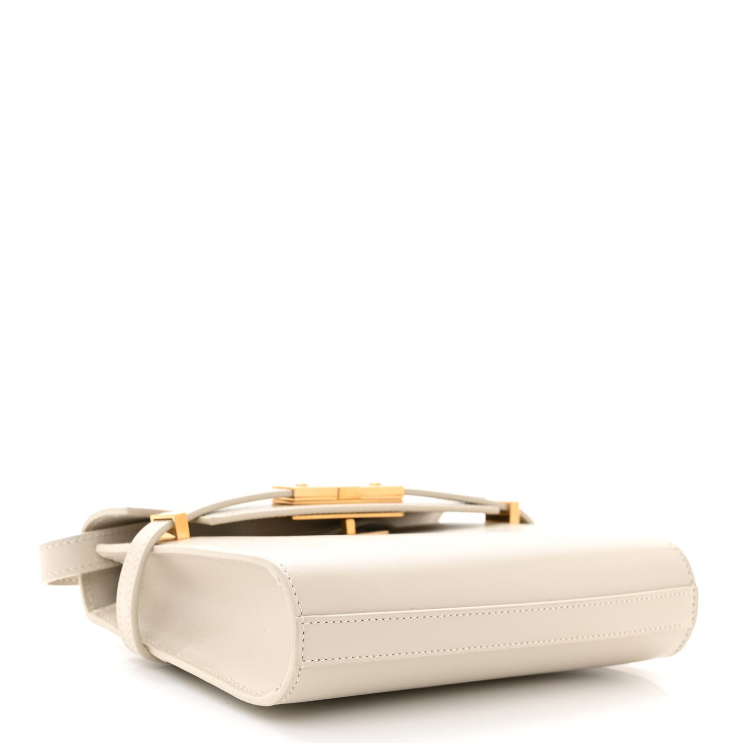 SAINT LAURENT Smooth Calfskin Mini Manhattan Shoulder Bag Blanc Vintage