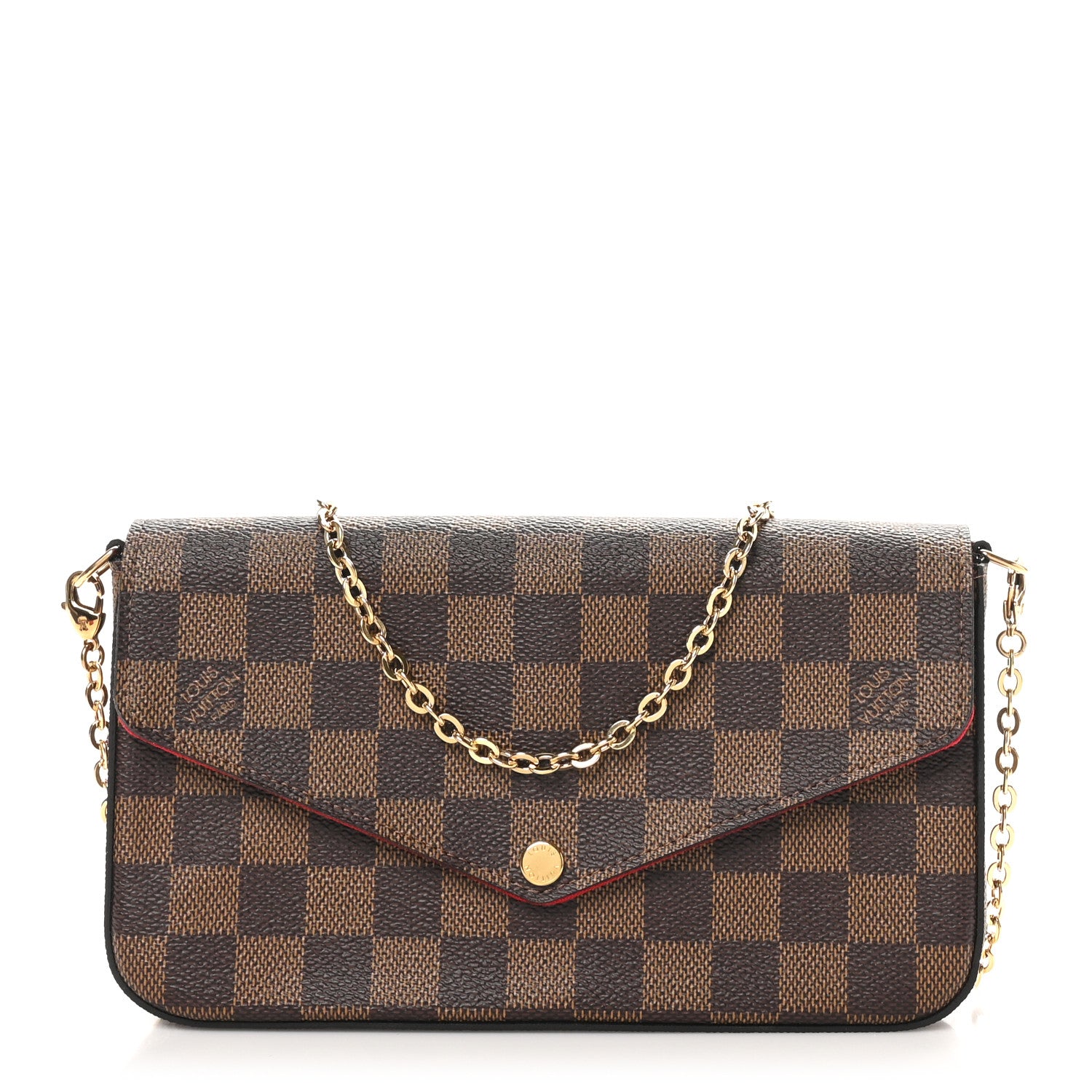 Louis Vuitton Damier Ebene Pochette Felicie Chain Wallet 1 of 11