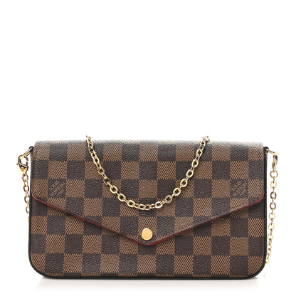 Louis Vuitton Damier Ebene Pochette Felicie Chain Wallet 1 of 11