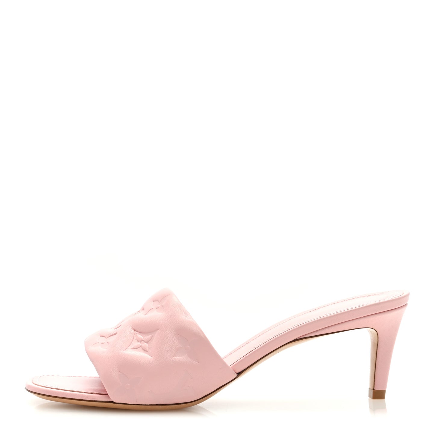 Lambskin Embossed Monogram Revival Mid Heel Mules 38.5 Rose Claire