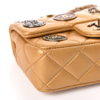 Chanel Metallic Lambskin Quilted Extra Mini Medallion Flap Gold 5 of 19